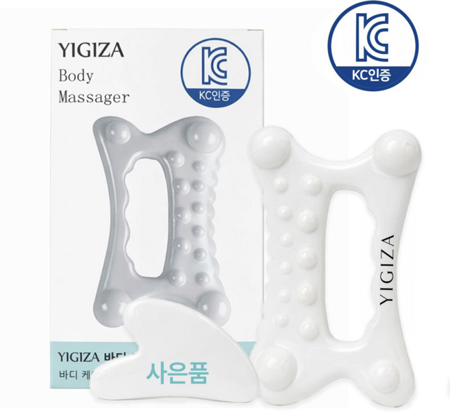 YIGIZA괄사 바디 페이스 마사지 지압 림프순환 얼굴 바디괄사 KC인증 붓기 승모근, 화이트, 1개