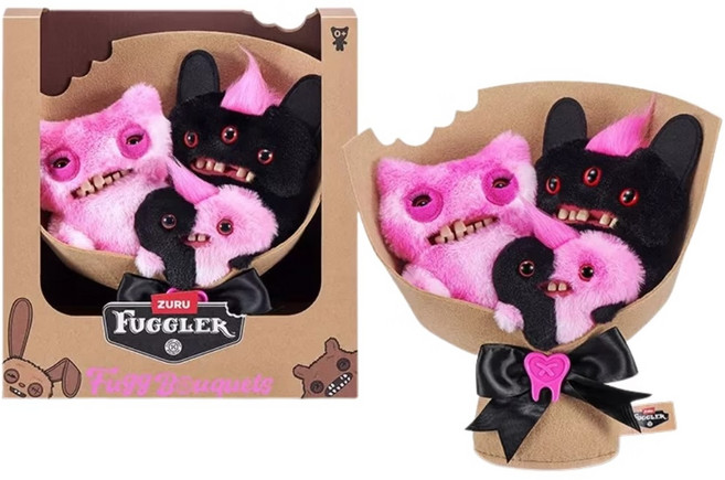 Fugglers 萌牙怪獸花束 毛絨公仔, 1個, 黑鳳梨（粉黑）