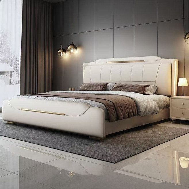 루스리더 LED 모던 고급 가죽침대 프레임 (매트제외) GS4, 아이보리
