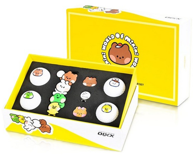 던롭 젝시오x라인프렌즈 미니니 3피스 골프공 4구+볼마커 골프용품 선물세트, 1개, GGF 23038I 기프트세트