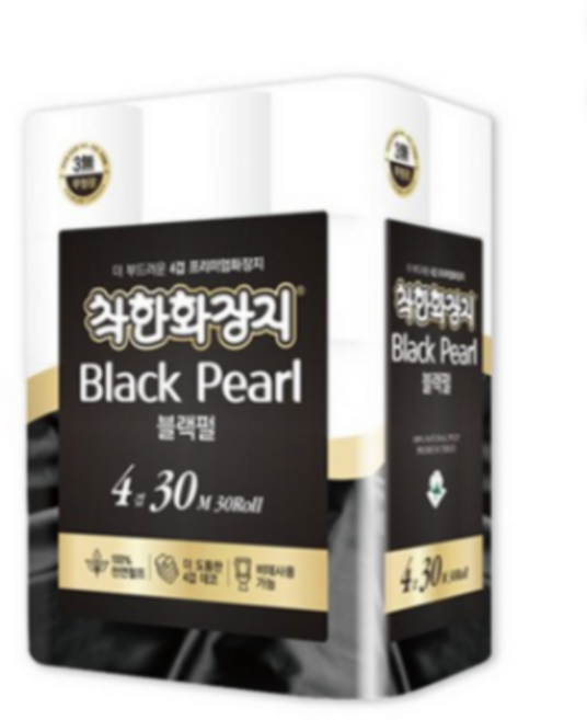 착한화장지 블랙펄 4겹 30M 30롤 두루마리휴지, 30개