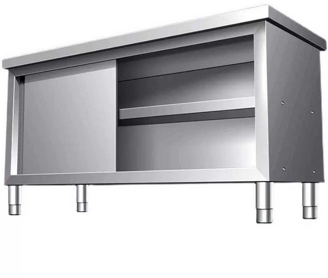 업소용조리대 보조선반 800/ 1200 2단 도어 수납형 스텐, 80x50x80cm 싱글 패스
