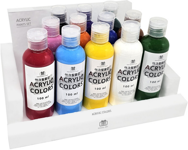 아크릴물감 대용량 전문가용 100ml 세트 미술학원 화방 취미, (아크릴물감)100ml(12색)세트