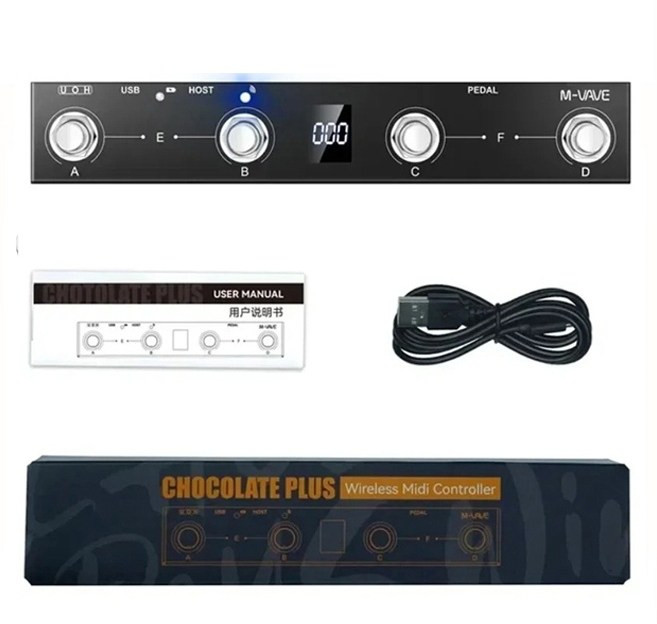 M-vave Chocolate PLUS 미디 컨트롤러 프로그래밍 가능한 무선 시스템 슈트 4 버튼 휴대용 풋 컨트롤러 페달, 1개