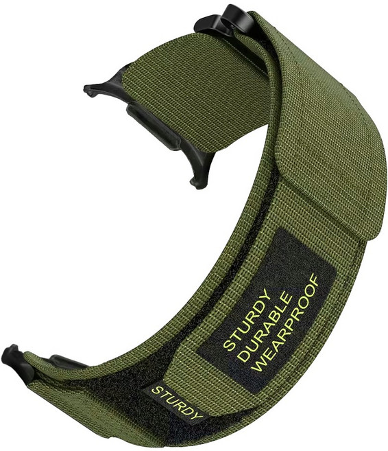 더조은셀러 갤럭시워치7 울트라 아웃도어 벨크로 스트랩 밴드 등산 야외 시계줄, 카키, 1개