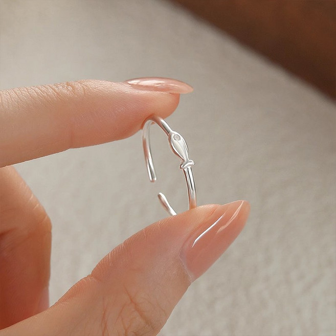 FANSYLI 행운 소원 성취 물고기 반지 재물운 반지 수능반지 Rt2404A06