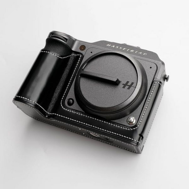 Hasselblad X2D 100C용 핸드메이드 정품 가죽 카메라 하프 케이스 - 최상층 소가죽 바디 + 금속 베이스 플레이트 핸드 섕크 3-in-1 디자인(블랙), Jet Black, 1개