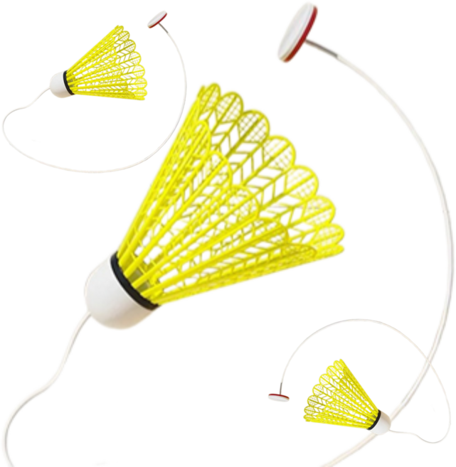 실내 배드민턴 리턴콕 셔틀콕 3개+ 탄성고무줄 40개 + 접착스티커 3개 + 평행선 3개 세트, 2개, 3개입, 노란색