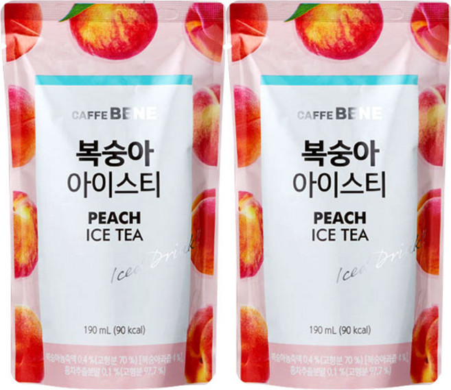 카페베네 복숭아아이스티, 190ml, 10개