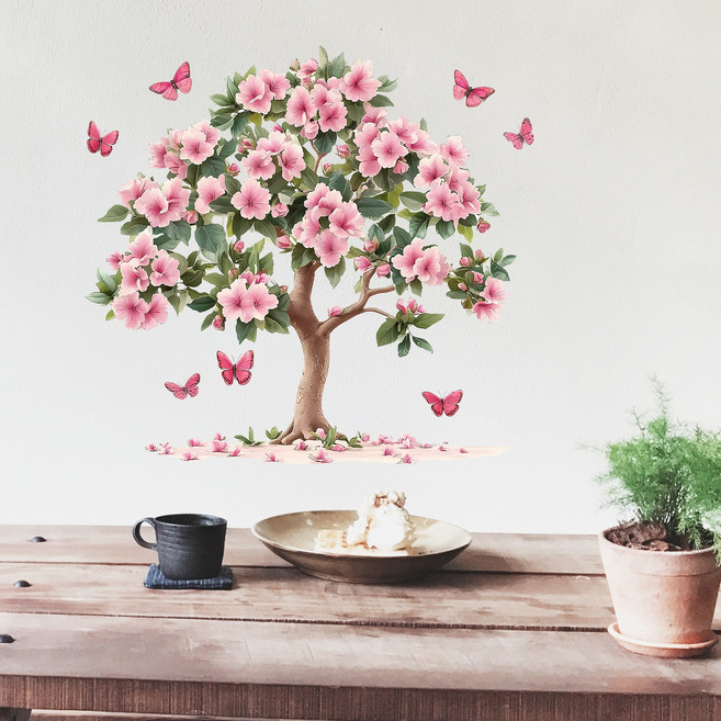 셀렛 인테리어 감성 포인트 스티커, 02. 꽃 나무와 나비