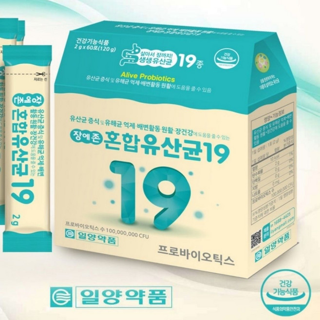 비제이마켓 장건강 일양 장에존 혼합유산균 60포 건강식품 영양제 프리바이오틱스, 2g