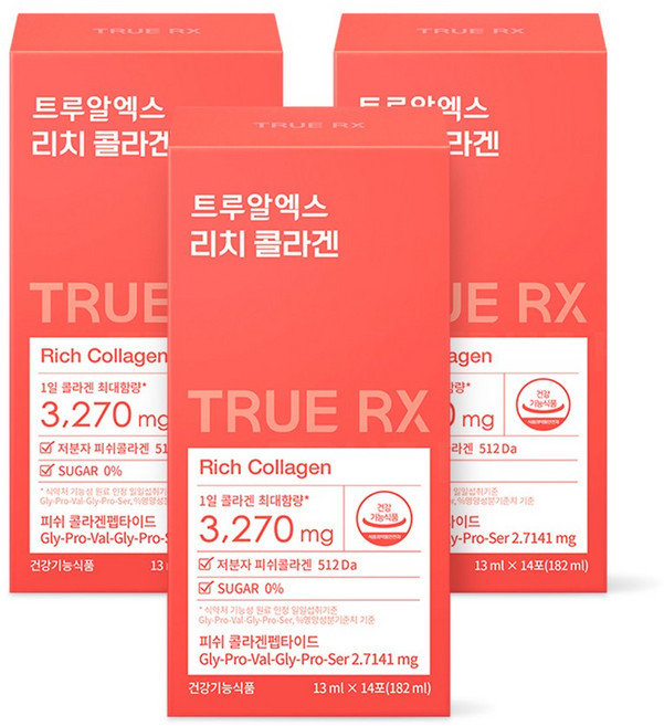 트루알엑스 리치 콜라겐 14p 마시는 저분자 액상 콜라겐 식약청 인증 클리오, 182ml, 3개