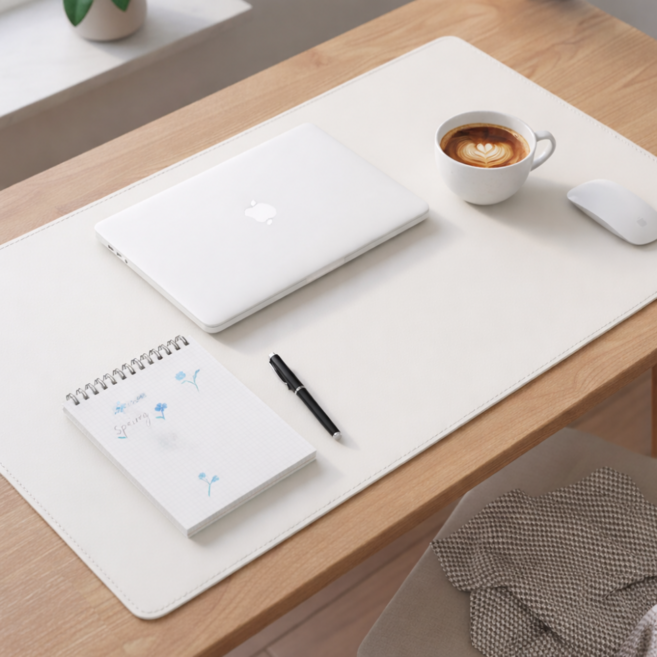 문곰문곰 마우스패드 데스크매트 게이밍 마우스 장패드, 1개, 크림화이트