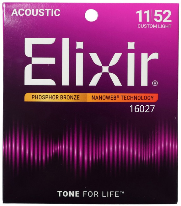 엘릭서 기타줄 나노웹 포스포브론즈 커스텀 라이트 16027 Elixir 통기타 스트링 (011-052), 1세트