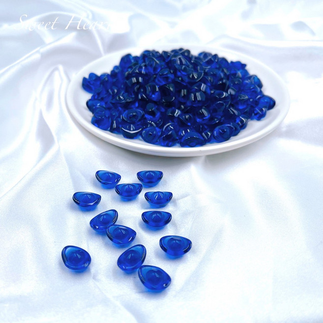 Sweet Heart 田芯開運精選 台灣 金元寶 琉璃元寶, 藍元寶（水）,1.4公分 一入, 1個, 藍元寶（水）