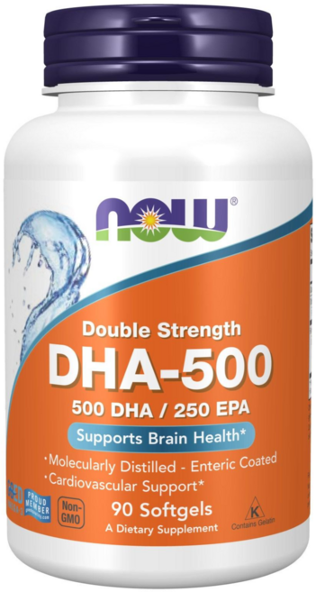 NOW Foods DHA-500雙效加強軟膠囊, 90顆, 1罐