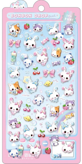 헤이세이레트로 캔디트윈스 봉봉드롭 스티커, 1개, 믹스