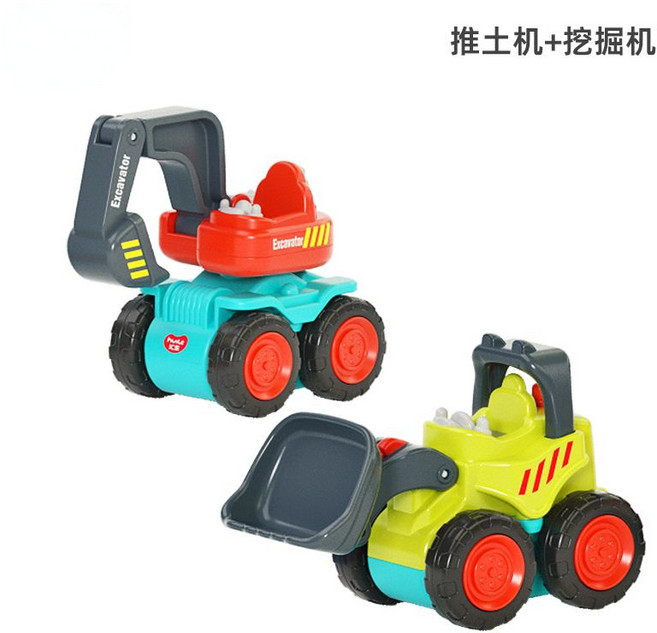 匯樂 慣性工程車 挖掘機, 1套, 推土機搭配挖掘機