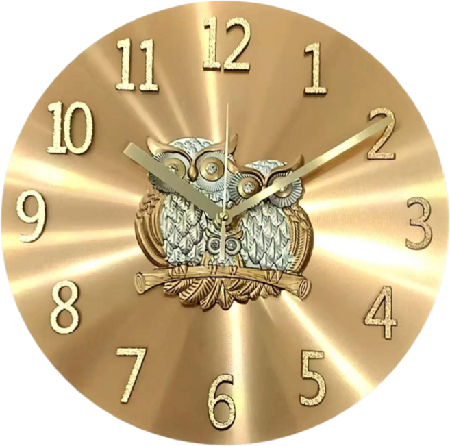 비욘드아트 황금부엉이 벽시계 무소음 인테리어 거실 카페 집들이 선물, 금빛