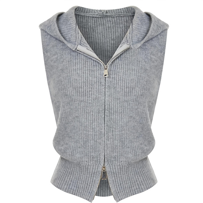 Sellys 女款連帽雙向拉鍊針織背心 I4C-CVT004