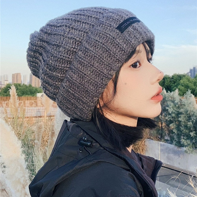 짜임 루즈핏 골지 니트 롱비니 모자 빅사이즈 대두 도톰 털모자