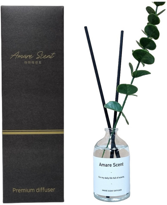 아마레센트 100%천연향료 아로마테라피 화이트 디퓨저 실내 방향제, 1개, 100ml, 제라늄