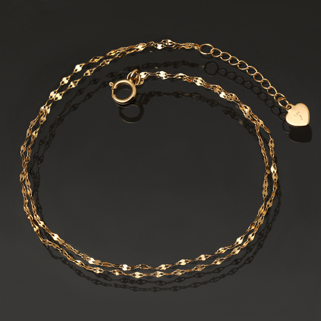 주리에떼 14K 18K 여성 데일리 레이어드 샤이닝 두줄 체인 팔찌