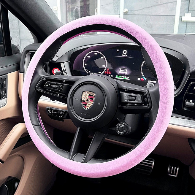 논슬립 핸들커버 실리콘 원형 D컷 전차종 호환 10컬러 차량용 자동차 핸들 커버 카바, 핑크