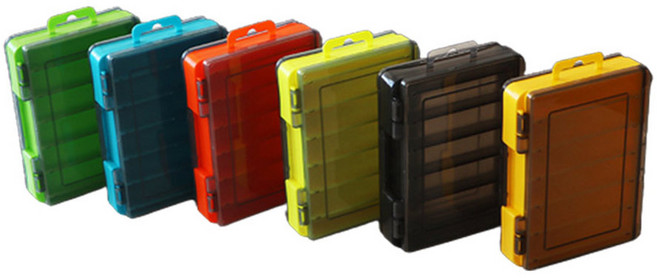 [선경] 양면 태클박스 14칸 중형 에기 미노우 메탈지그 케이스, 블랙 레드