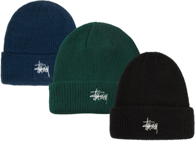 [국내배송] 스투시 베이직 커프 비니 블랙 네이비 포레스트 1321019