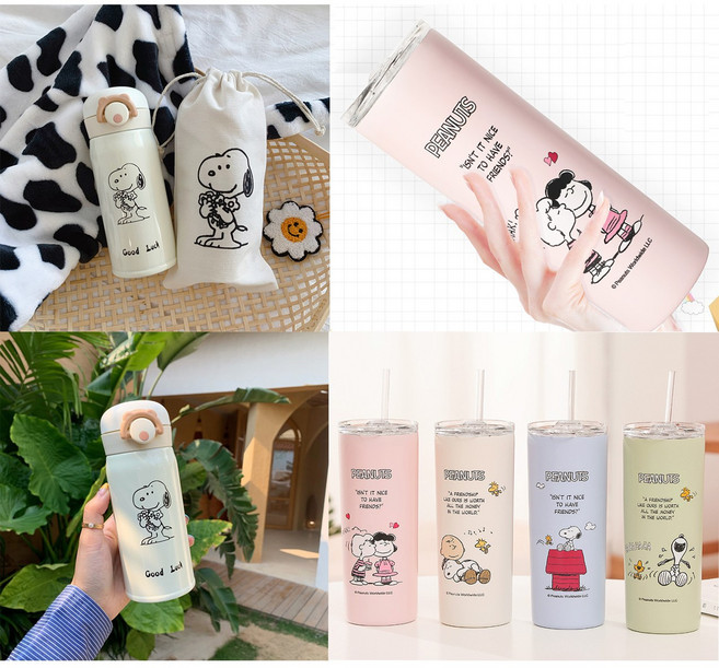 캐릭터 귀여운 스누피 텀블러 보온병 350ml / 500ml, 블루