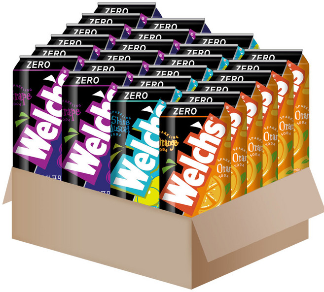 메리박스 과즙 제로탄산세트 농심 웰치스제로(그레이프12+샤인머스캣6+오렌지6)+메세지카드, 1세트, 355ml