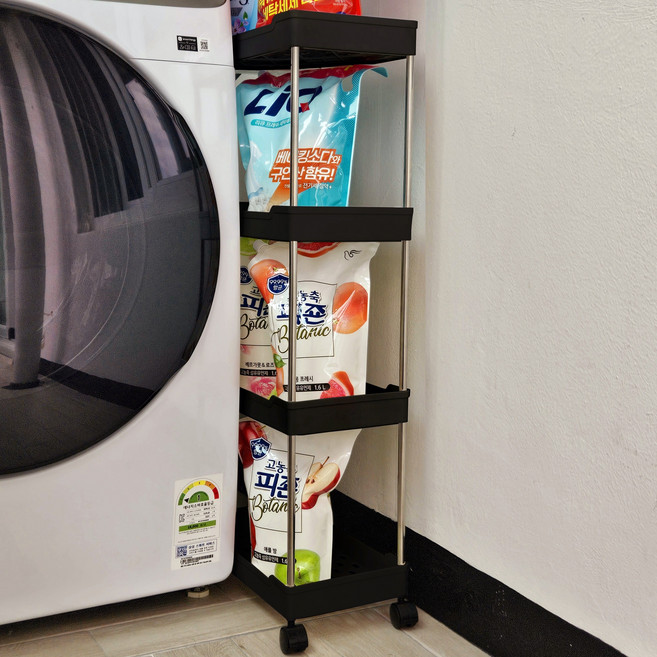 판플리 대용량 수납가능 틈새수납장, 블랙, 1개