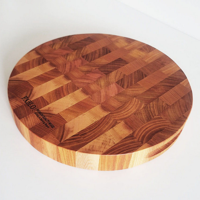 원형 플레이팅 엔드그레인 도마, 느티나무, 1개