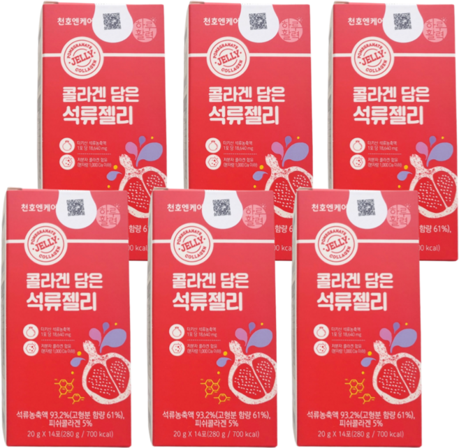 6박스 천호엔케어 콜라겐 담은 석류젤리 84포 저분자콜라겐 Collagen 석류농축액 이너뷰티 스틱형 젤리, 14개입, 6개