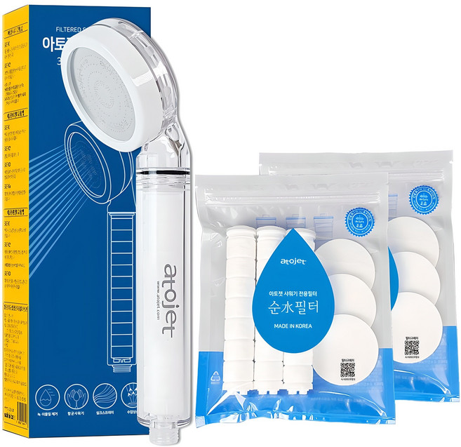 아토젯 필터샤워기 + 헤드필터 6p + 바디필터 6p, 1세트