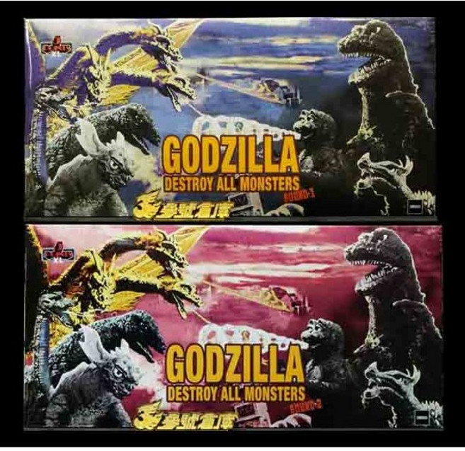MEZCO 5 Points XL 哥吉拉 1968 怪獸總進擊 Round1 Round2 (輕微壓盒), 1個, 套賣