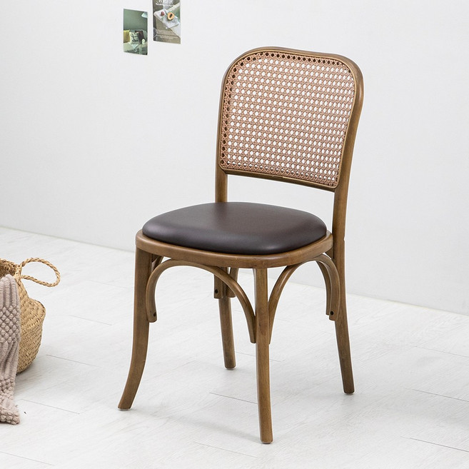 카이저 라탄 체어 곡목 쿠션 인테리어 주방 식탁 의자, 엔틱, 1개