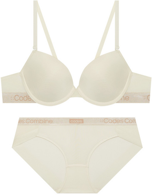 코데즈컴바인이너웨어 스퀘어포인트 베이직 브라팬티세트_크림