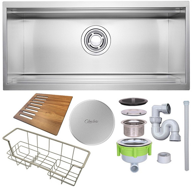 백조싱크 깜뽀르테 950L세트 엠보코팅 사각싱크볼 씽크볼 주방싱크볼 교체, 1개