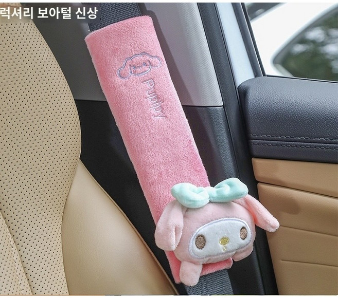 귀여운 산리오 캐릭터 차량용 안전벨트 커버 인형, 1개, 마이멜로디