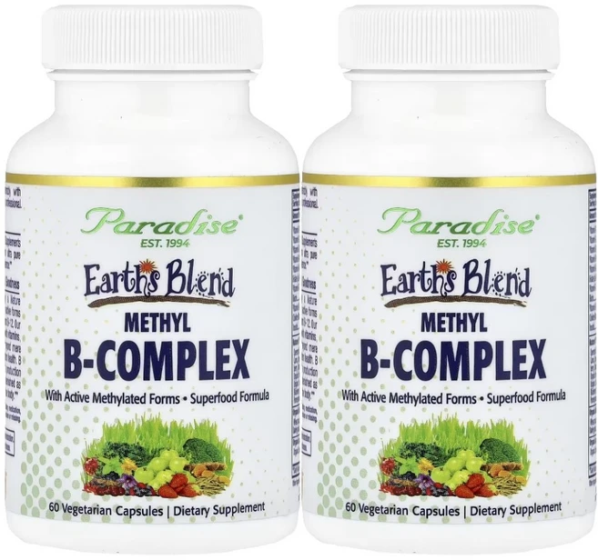 파라다이스허브 어스 블렌드 메틸 B 콤플렉스 메틸화 슈퍼푸드 포뮬라 60베지캡슐 2개, 60 - 쿠팡