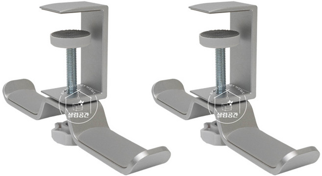 살림공간 책상 가방걸이 무타공 스테인레스, 2개, 실버