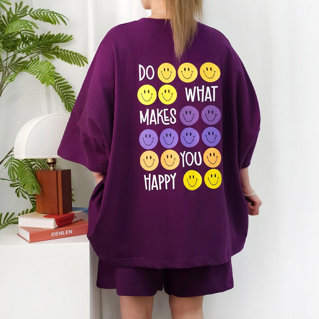 [제니블리] 비해피 반팔 반바지 셋업 5XL 2COLOR // 국내생산 55~99까지 여름 빅사이즈 오버사이즈 츄리닝 트레이닝 세트