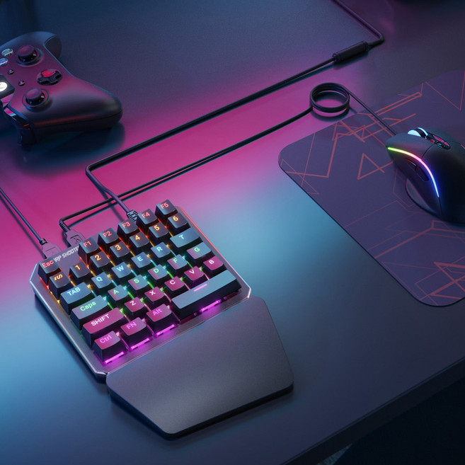 아리스노보 샤프슈터 게이밍 한손키보드 컨버터 PC 플스4 엑박원 닌텐도 스위치 플스3 FPS게임용, 1개, 블랙, JTPF-220