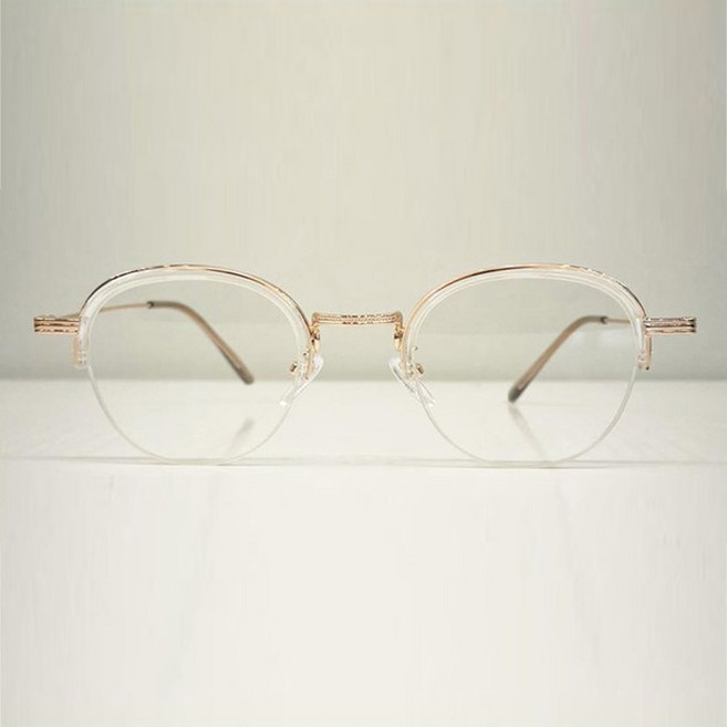 바나나2 하금테 무테 하프 컬러 메탈 라운드 안경테 5color