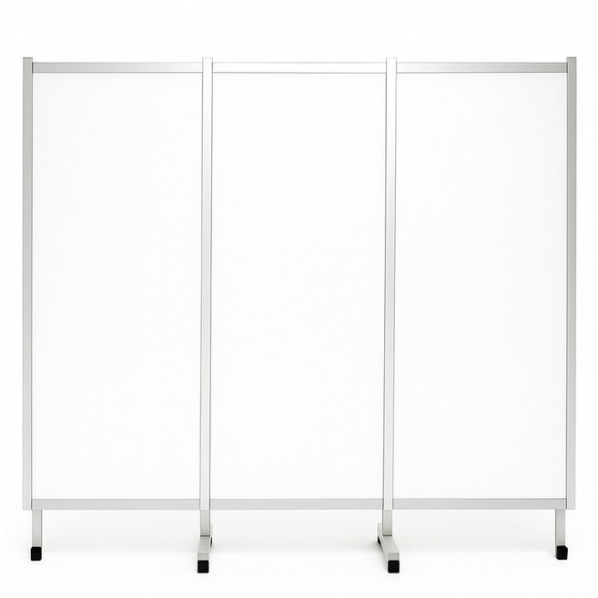 이동식 접이식 스탠드형 파티션 바퀴형 사무실 공간분리 칸막이 3단 1800, 화이트/하단부(스톱퍼이동식)
