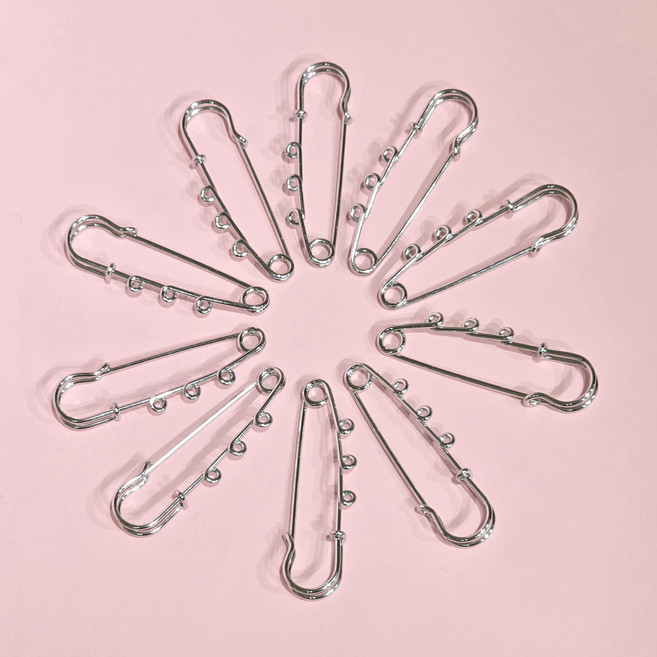 케이케이유 6cm 대형 옷핀 키링 DIY 부자재 브로치, 10개, 실버