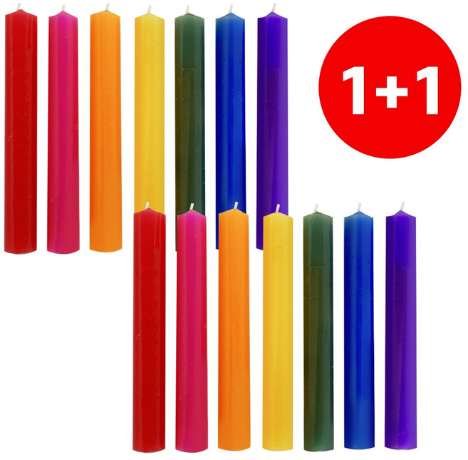 레인보우 칠색초 1+1 컬러양초 7색양초 인테리어소품, 2세트, 무향