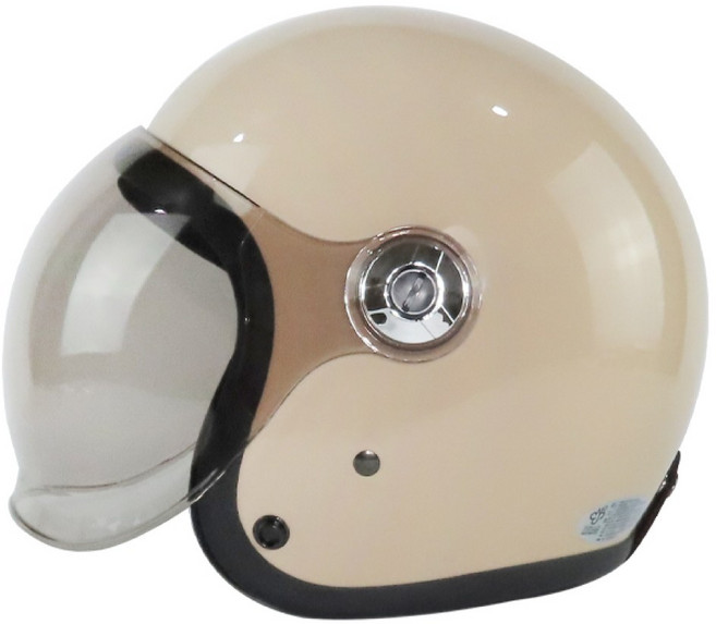 ninja 3/4罩安全帽 復古騎士帽 附泡泡鏡, 奶茶